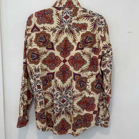 Bogosse Men's Long Sleeve Cream Shirt with Paisley Design Size 3 Cotton - Picture 7 of 11